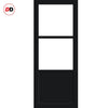 Sliding Top Mounted Black Folding Track & Double Door - Eco-Urban® Berkley 2 Pane 1 Panel Solid Wood Door DD6309G - Clear Glass - Premium Primed Colour Options