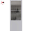 Sliding Top Mounted Black Folding Track & Double Door - Handcrafted Eco-Urban Berkley 2 Pane 1 Panel Solid Wood Door DD6309 - Clear Reeded Glass - Premium Primed Colour Options