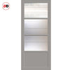 Staten 3 Pane 1 Panel Solid Wood Internal Door UK Made DD6310G - Clear Reeded Glass - Eco-Urban® Mist Grey Premium Primed