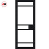 Sliding Top Mounted Black Folding Track & Double Door - Eco-Urban® Sheffield 5 Pane Solid Wood Door DD6312SG - Frosted Glass - Premium Primed Colour Options