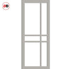 Sliding Top Mounted Black Folding Track & Double Door - Eco-Urban® Glasgow 6 Pane Solid Wood Door DD6314SG - Frosted Glass - Premium Primed Colour Options