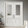JB Kind Hardwick White Prime Internal Door Pair - Clear Glass
