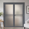 Adina Solid Wood Internal Door Pair UK Made DD0107F Frosted Glass - Stormy Grey Premium Primed - Urban Lite® Bespoke Sizes