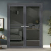 Adina Solid Wood Internal Door Pair UK Made DD0107T Tinted Glass - Stormy Grey Premium Primed - Urban Lite® Bespoke Sizes