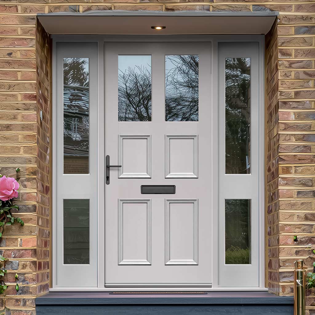 Exterior Victorian Ailsa 2L 4P Front Door with Two Sidelights - Customisable: Size, Colour, Glass and Sidelight Options