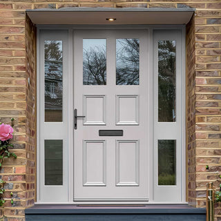 Image: Exterior Victorian Ailsa 2L 4P Front Door with Two Sidelights - Customisable: Size, Colour, Glass and Sidelight Options