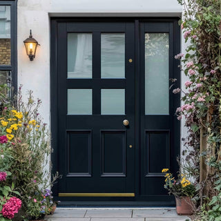 Image: Exterior Victorian Ailsa 4L 2P Front Door with Single Sidelight - Customisable: Size, Colour, Glass and Sidelight Options
