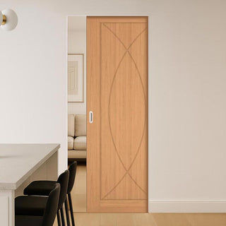Image: Amalfi Oak Single Absolute Evokit Pocket Door - Prefinished