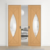 Amalfi Oak Double Evokit Pocket Doors - Prefinished - Clear Glass
