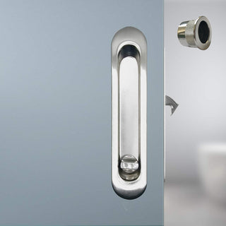 Image: Aspen Pocket Door Oval (Oblong) Bathroom Lock Turn - Polished Chrome