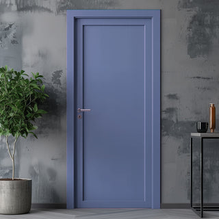 Image: Baltimore 1 Panel Solid Wood Internal Door UK Made DD6301 - Eco-Urban® Heather Blue Premium Primed