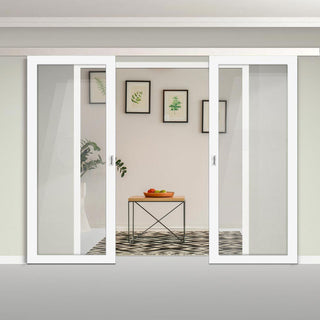 Image: Double Sliding Door & Premium Wall Track - Eco-Urban® Baltimore 1 Pane Doors DD6301G - Clear Glass - 6 Colour Options