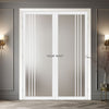 Bella Solid Wood Internal Door Pair UK Made DD0103F Frosted Glass - Cloud White Premium Primed - Urban Lite® Bespoke Sizes