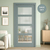 UK Made to Measure - Ashford 4L Interior Door - Clear Glass - Premium Primed - 7 Colour Options