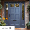 Exterior Victorian Bird 2L 6P Front Door with Two Sidelights - Customisable: Size, Colour, Glass and Sidelight Options