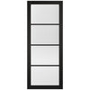 Soho 4 Pane Black Primed Double Evokit Pocket Door - Clear Reeded Glass - Prefinished