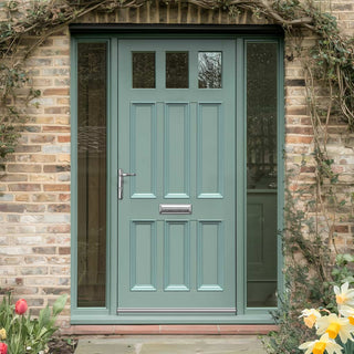 Image: Exterior Victorian Blackwell 3L 6P Front Door with Two Sidelights - Customisable: Size, Colour, Glass and Sidelight Options