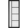 Sliding Top Mounted Black Folding Track & Double Door - Brixton Black Door - Prefinished - Clear Glass - Urban Collection