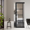 Brixton Black Single Evokit Pocket Door - Prefinished - Clear Glass - Urban Collection