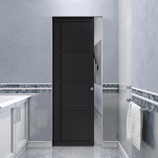 Image: Brixton Black Single Absolute Evokit Pocket Door - Prefinished - Urban Collection