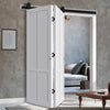 Sliding Top Mounted Black Folding Track & Double Door - Eco-Urban® Bronx 4 Panel Solid Wood Door DD6315 - Premium Primed Colour Options
