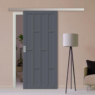 Image: Single Sliding Door & Premium Wall Track - Eco-Urban® Caledonia 10 Panel Door DD6433 - 6 Colour Options