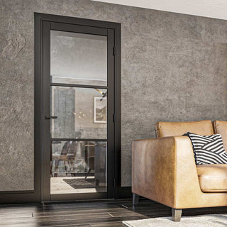 Image: Camden Black Internal Door - Prefinished - Clear Glass - Urban Collection