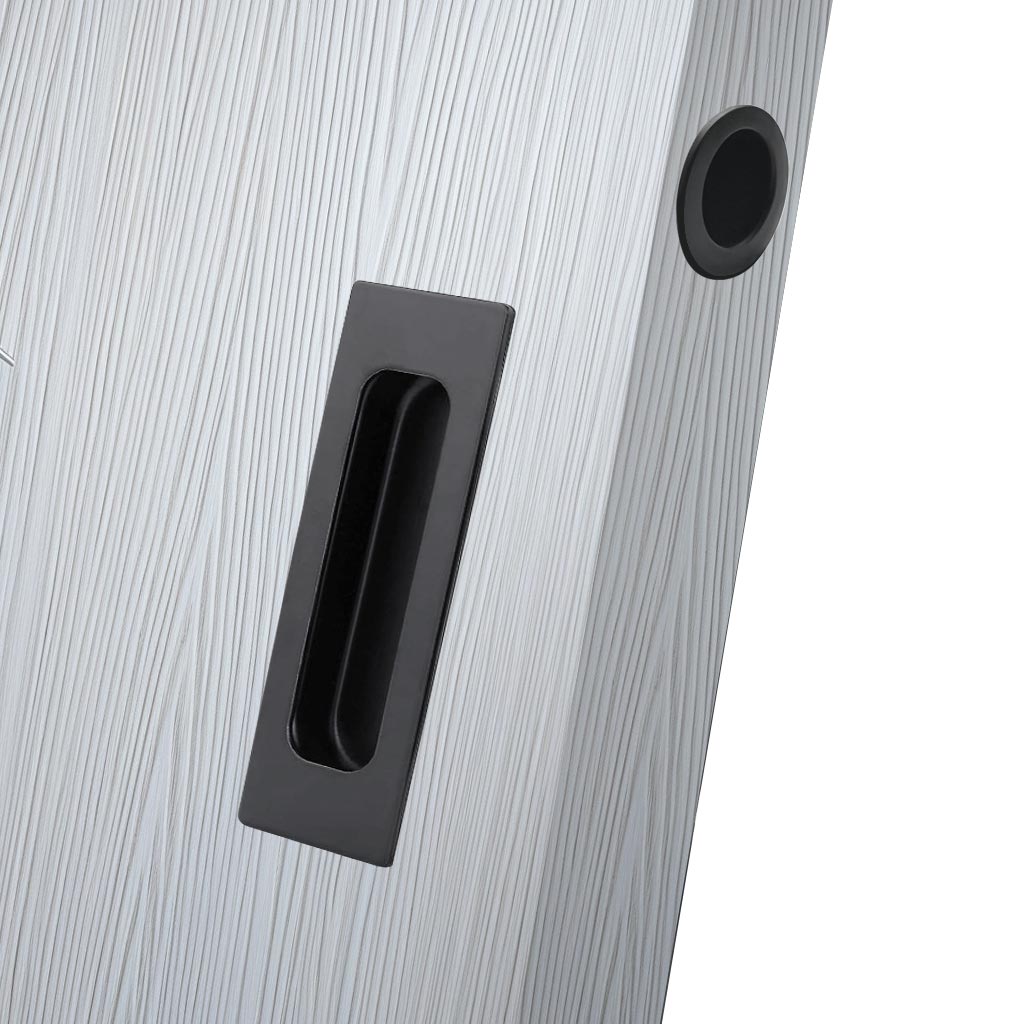 Chester 120mm Sliding Door Oblong Flush Pulls Pair and Single Finger Pull - Matt Black Finish