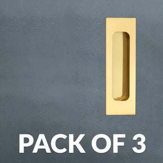 Image: Pack of Three Chester 120mm Sliding Door Oblong Flush Pulls - Polished Gold Finish