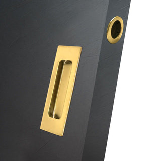 Image: Chester 120mm Sliding Door Oblong Flush Pulls Pair and Single Finger Pull - Polished Gold Finish
