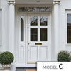 Exterior Colonial 4L 2P Front Door with Single Sidelight and Transom - Customisable: Size, Colour, Glass and Sidelight Options
