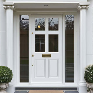 Image: Exterior Colonial 4L 2P Front Door with Two Sidelights - Customisable: Size, Colour, Glass and Sidelight Options