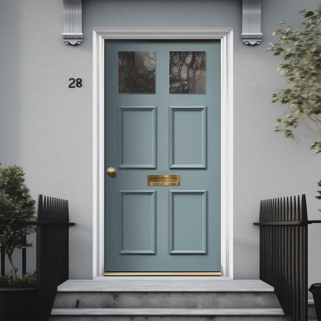 Exterior Colonial Made to Measure Front Door - 57mm Thick - Seven Colour Options - Toughened Double Glazing - 2 Pane 4 Panel