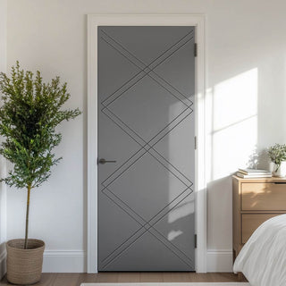 Image: V-Line® Grooved Flush Door V003 - Premium Primed - Six Colour Options