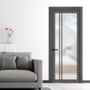 Milano Solid Wood Internal Door UK Made  DD0101F Frosted Glass - Stormy Grey Premium Primed - Urban Lite® Bespoke Sizes