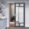 Single Sliding Door & Premium Wall Track - Eco-Urban® Sydney 5 Pane Door DD6417G Clear Glass - 6 Colour Options