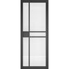 Sliding Top Mounted Black Folding Track & Double Door - Dalston Black Door - Prefinished - Clear Glass - Urban Collection