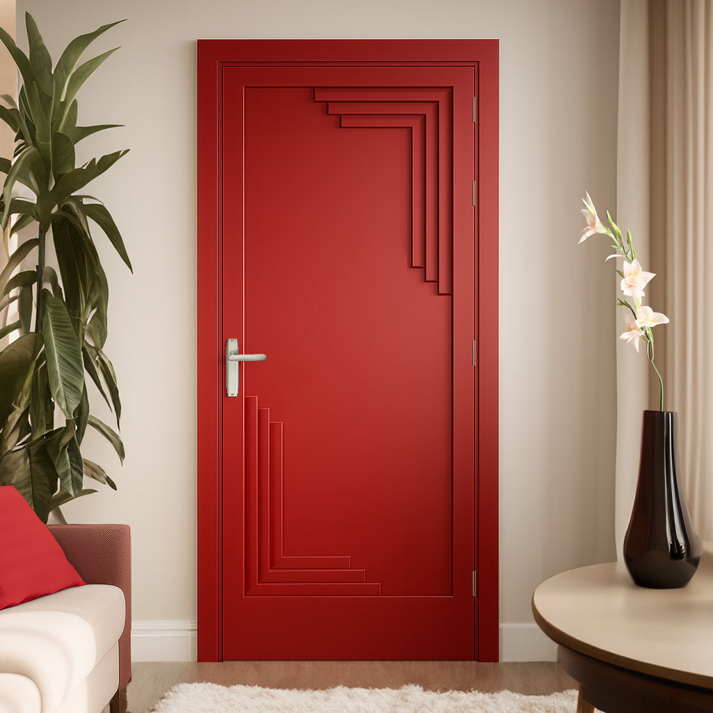 Urban Deco® Solid Wood Internal Door UK Made - Pillar Box Red Premium Primed - Bespoke Sizes