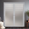 Drake Solid Wood Internal Door Pair UK Made DD0108F Frosted Glass - Mist Grey Premium Primed - Urban Lite® Bespoke Sizes
