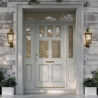 Image: External Victorian Gaskell 5L 2P Front Door with Two Sidelights & Transom - Customisable: Size, Colour, Glass and Sidelight Options