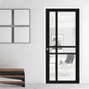Glasgow 6 Pane Solid Wood Internal Door UK Made DD6314G - Clear Glass - Eco-Urban® Shadow Black Premium Primed
