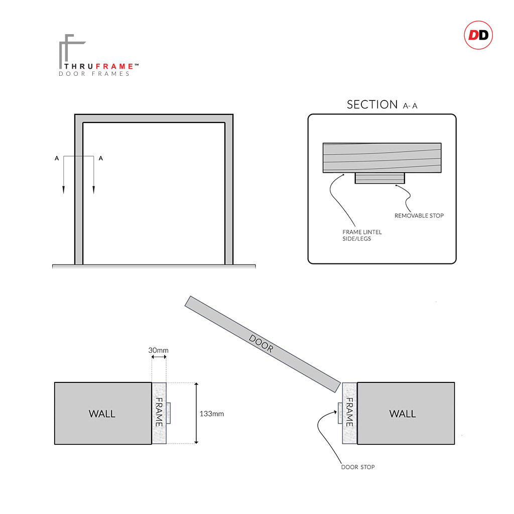 Made to Size Single Fire Door Frame and Simple Architrave Kit in Storm