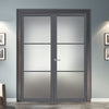 Iretta Solid Wood Internal Door Pair UK Made DD0115F Frosted Glass - Stormy Grey Premium Primed - Urban Lite® Bespoke Sizes