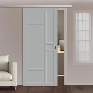 Image: Single Sliding Door & Premium Wall Track - Eco-Urban® Isla 6 Panel Door DD6429 - 6 Colour Options