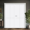 Kora Panel Solid Wood Internal Door Pair UK Made DD0116P - Cloud White Premium Primed - Urban Lite® Bespoke Sizes