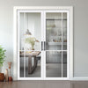 Lerens Solid Wood Internal Door Pair UK Made DD0117C Clear Glass - Cloud White Premium Primed - Urban Lite® Bespoke Sizes