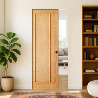 Image: Lincoln Panel Oak Single Absolute Evokit Pocket Door - Unfinished