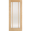 Top Mounted Stainless Steel Sliding Track & Door - Lincoln 3 Pane Oak Door - Clear Glass - Unfinished