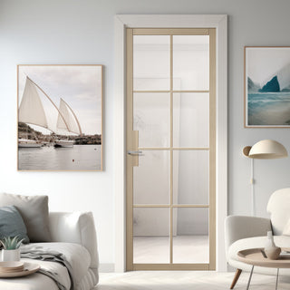 Image: Malvern Blonde Oak Internal Door - Clear Glass - Prefinished