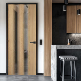 Image: Melbourne Oak Internal Door - Clear Glass - Prefinished